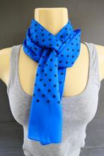 Vintage shawl langwerpig blauw met zwarte stippen, afmeting:, Sjaal, Zo goed als nieuw, Verzenden