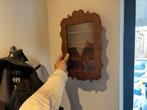 Vintage houten vitrinekastje met glas – ophangbaar, Ophalen of Verzenden, Minder dan 100 cm