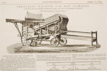 Dorsmachine - Antieke illustratie (1879) beschikbaar voor biedingen