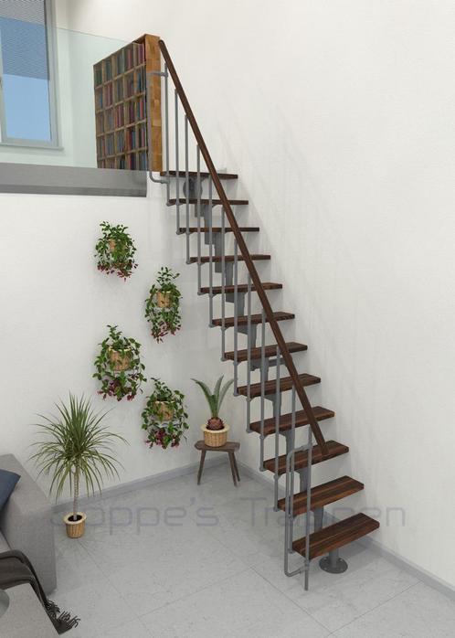 Kleine middenboomtrap staal met beuken treden, Doe-het-zelf en Verbouw, Ladders en Trappen, Nieuw, Trap, 2 tot 4 meter, Verzenden