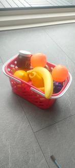 plastic speelgoed fruit en groente in winkelmandje, Ophalen of Verzenden, Kunststof