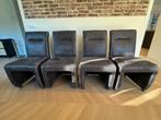 Eetkamerstoelen grijs / bruin pronto wieltjes set van 4, Ophalen, Zo goed als nieuw, Bruin, Vier