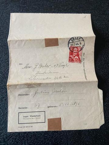 Zeldzaam Lager Westerbork Hooghalen Oost kampbrief brief beschikbaar voor biedingen