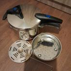 Snelkookpan Fissler met accessoires en boekje, Kookpan of Snelkookpan, Ophalen of Verzenden, Zo goed als nieuw, Rvs