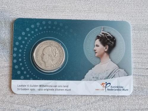 2x Coincard Wilhelmina ½ Gulden 1930, Postzegels en Munten, Munten | Nederland, ½ gulden, Koningin Wilhelmina, Zilver, Ophalen of Verzenden