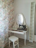 Witte Kaptafel met spiegel + kruk, Ophalen, Hout, 50 tot 100 cm, Minder dan 100 cm