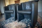 2 Rolf Benz leren kuipstoelen, zwart, klassiekers, set €325, Huis en Inrichting, Fauteuils, Ophalen, Tijdloos, strak design, Minder dan 75 cm