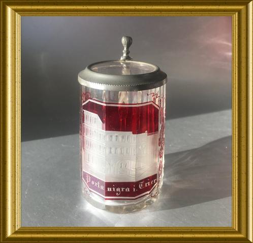 Antiek souvenir glas beker, kleine pul, Porta nigra Trier, Antiek en Kunst, Antiek | Glas en Kristal, Ophalen of Verzenden