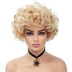 Goudblonde pruik kort haar met krullen, Verzenden, Nieuw, Pruik of Haarverlenging