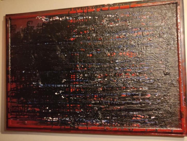 Abstract Schilderij - Steun een dakloze, Antiek en Kunst, Kunst | Schilderijen | Abstract, Ophalen of Verzenden