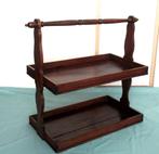 Antiek houten draagbaar service tafeltje met twee dienbladen, Antiek en Kunst, Antiek | Woonaccessoires, Ophalen of Verzenden
