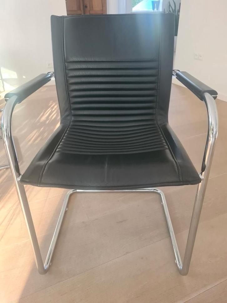 Walter Knoll Art Collection Eetkamerstoelen (2 stuks), Huis en Inrichting, Stoelen, Gebruikt, Twee, Leer, Metaal, Zwart, Ophalen