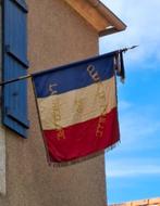 Oude antieke Franse Parade vlag vaandel gemeentehuis zijde, Ophalen of Verzenden, N, N, N