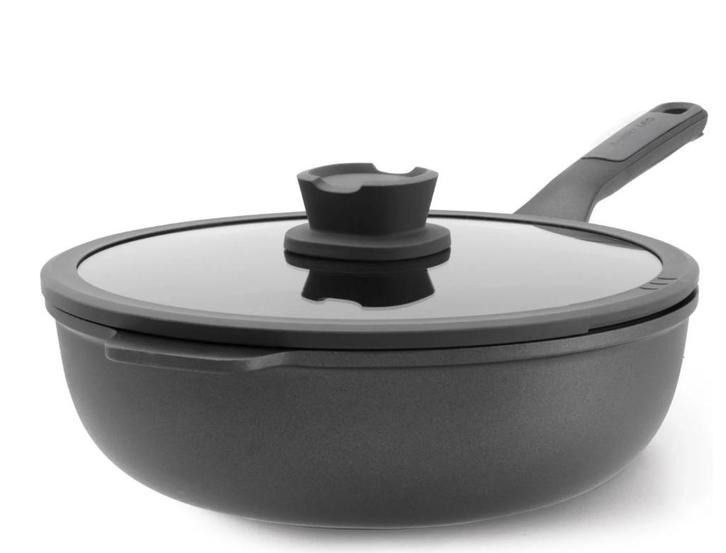 BergHOFF Leo Stone Wok 28 cm Met Glasdeksel + 30CM, Huis en Inrichting, Keuken | Potten en Pannen, Zo goed als nieuw, Wok, Ophalen of Verzenden