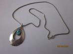 ketting zilver met medallion türkis, Ophalen of Verzenden, Zo goed als nieuw, Zilver, Zilver