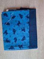 Katoenen stof - Kattenprint Blauw, Blauw, Nieuw, Ophalen of Verzenden, 30 tot 120 cm