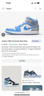 Jordan 1 Mid Nike University Blue Grey | sneakers heren NEW, Kleding | Heren, Nieuw, Nike Adidas, Ophalen of Verzenden, Wit