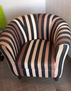 Fauteuil met poef verschillende kleuren bruin, Ophalen, Zo goed als nieuw