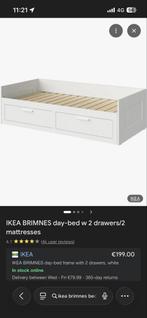 Brimnes bed, Gebruikt, Wit, Tweepersoons, Ophalen of Verzenden