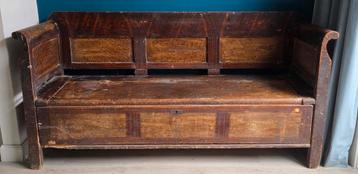 Antieke brocante klepbank/keukenbank beschikbaar voor biedingen