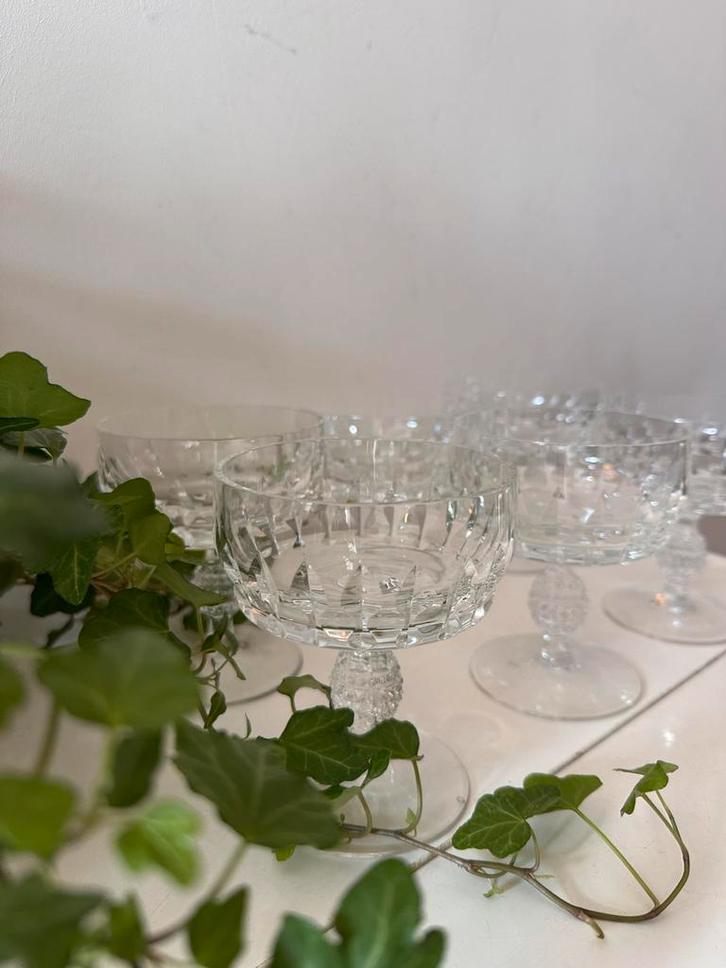 Set van 6 kristallen couoe champagne glazen, Antiek en Kunst, Antiek | Glas en Kristal, Ophalen of Verzenden