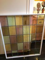 Mooi gaaf glas in lood in witte houten lijst., Doe-het-zelf en Verbouw, Glas en Ramen, Ophalen, Gebruikt, Glas in lood, 80 tot 120 cm
