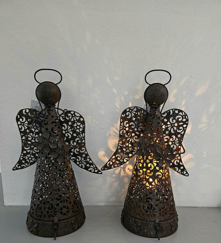 Roestmetalen kerstengel met lampje, Diversen, Kerst, Nieuw, Ophalen of Verzenden