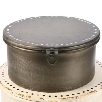 Rond metalen (opberg) blik/trommel Meander beschikbaar voor biedingen