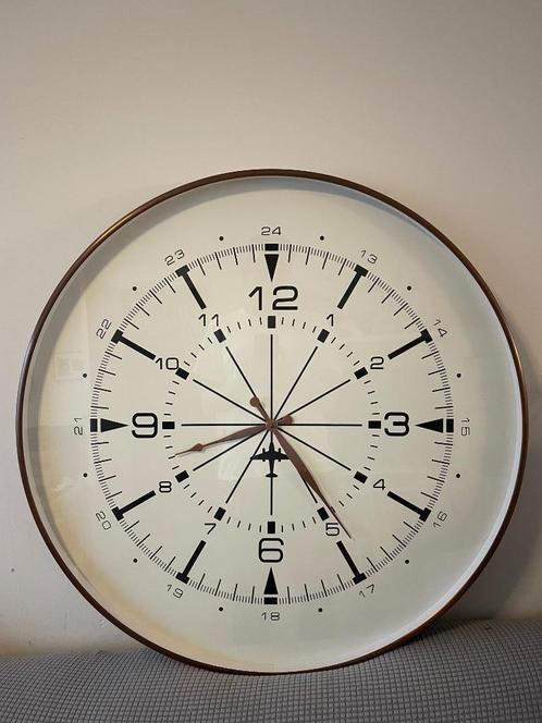 Koperen pilotenwandklok, Huis en Inrichting, Woonaccessoires | Klokken, Gebruikt, Wandklok, Analoog, Ophalen
