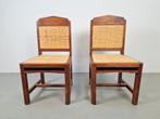 Set 2 Haagse school eiken rotan webbing stoel '30 Art deco, Riet of Rotan, Twee, Ophalen of Verzenden, N