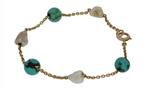Turkoois barok parel armband 14k goud anker schakel dames, Ophalen of Verzenden, Zo goed als nieuw, Info@voordeelsieraden.nl, Goud
