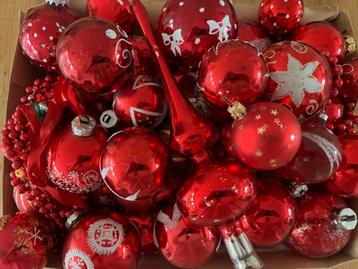 ZOLDEROPRUIMING kerstballen vintage glas rood 45st/piek beschikbaar voor biedingen