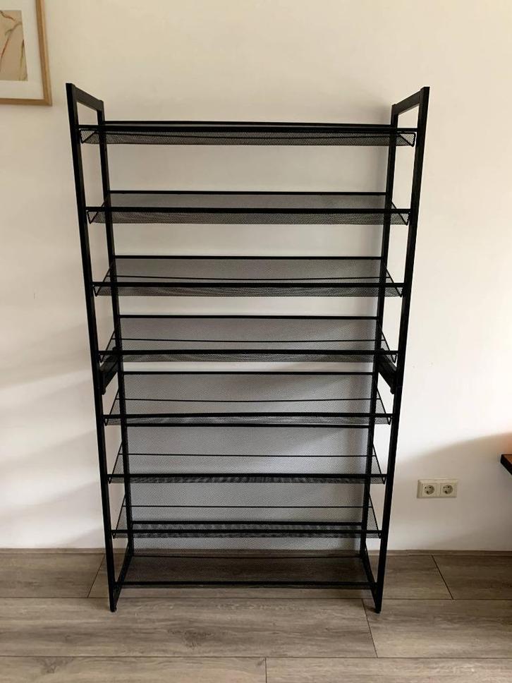 Schoenenrek stapelbaar zwart metaal, Huis en Inrichting, Kasten | Schoenenrekken, Zo goed als nieuw, Ophalen