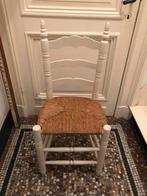 ANTIEKE STOEL KNOPPENSTOEL WIT RIETEN ZIT ORIGINEEL, Ophalen