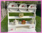 Brocant bordenrek keukenrek hangkast met lades wit hout, Antiek en Kunst, Curiosa en Brocante, Ophalen