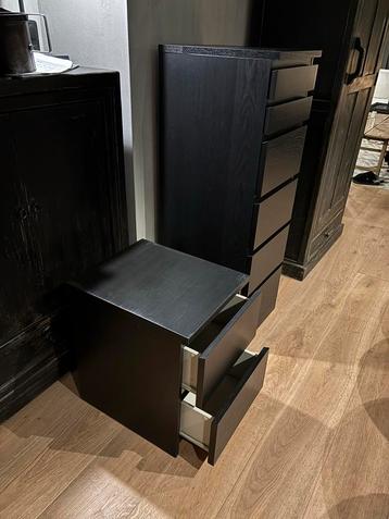 IKEA Malm Nachtkastje - Zwartbruin ladenkast laden kastje beschikbaar voor biedingen