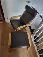 Fijne ligstoel met voetenbankje, Huis en Inrichting, Stoelen, Ophalen, Gebruikt, Bruin, Eén