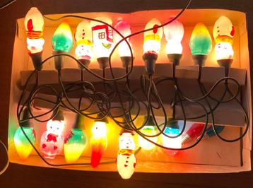 Vintage kerstlampjes met figuren 16 stuks werken op snoer beschikbaar voor biedingen