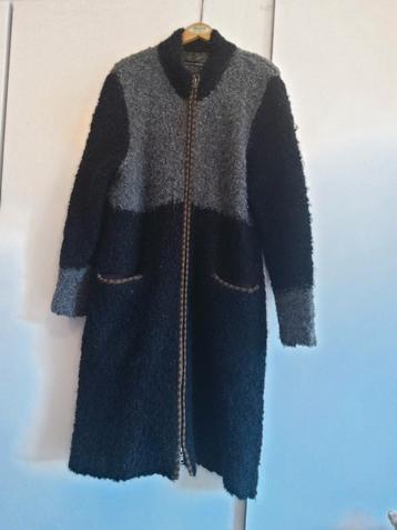 Gudrun Sjoden, wollen bouclé vestjas grijs/zwart, L. Zgan. beschikbaar voor biedingen