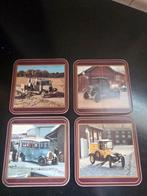 4 vintage onderzetters auto's, Huis en Inrichting, Ophalen of Verzenden, Zo goed als nieuw, Glas of Kopje