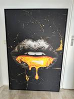 Schilderij “money lips” op canvas 100x150cm, Ophalen, Zo goed als nieuw, Schilderij, 75 cm of meer