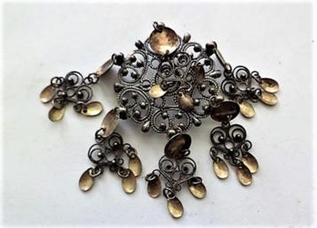 Antieke Noorse solje broche, 925 zilver, meesterteken SV beschikbaar voor biedingen