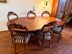 Antieke Biedermeier Eethoek: mahonie eettafel met 6 stoelen, Ophalen