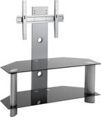 Design TV Hoekmeubel Zwart glas / metaal, 100 tot 150 cm, 100 tot 150 cm, Ophalen of Verzenden, Zo goed als nieuw