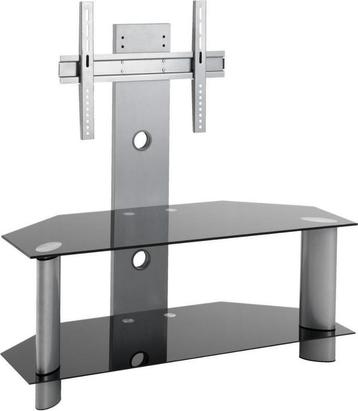 Design TV Hoekmeubel Zwart glas / metaal  beschikbaar voor biedingen