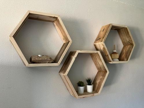 Set van 3 Rustieke Hexagon Wandplanken NIEUW, Huis en Inrichting, Woonaccessoires | Wandplanken en Boekenplanken, Nieuw, Ophalen
