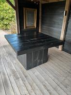Zwarte steigerhouten buitentafel, Tuin en Terras, Tuintafels, Ophalen, Gebruikt, Rechthoekig, Hout