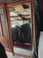 hardhouten binnendeur met glas in lood en grote  spiegel, Ophalen, Gebruikt, Rechthoekig, Minder dan 100 cm
