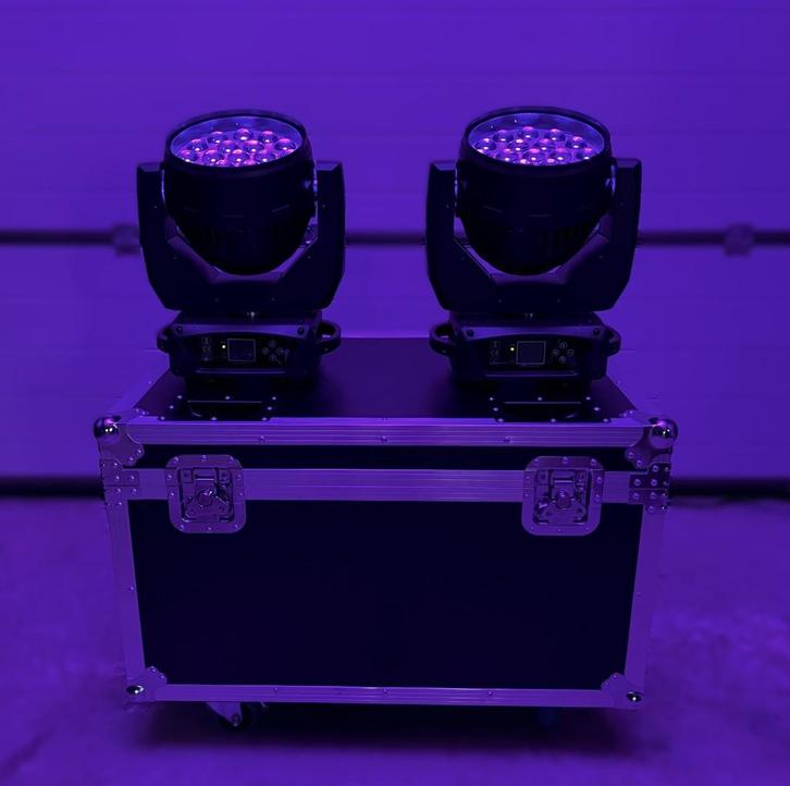 4x Wash Moving head 19x15 LED zoom | Flightcase, Muziek en Instrumenten, Licht en Laser, Nieuw, Licht, Geluidgestuurd, Kleur, Stroboscoopeffect