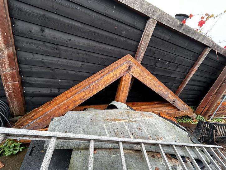 3 Houten Spanten - Overbodig, Doe-het-zelf en Verbouw, Hout en Planken, Gebruikt, Balk, Overige houtsoorten, 300 cm of meer, 50 mm of meer